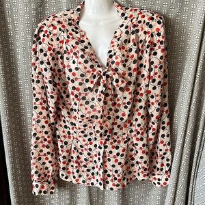 Bettie Page sheer polkaDot fitted blouse XXL